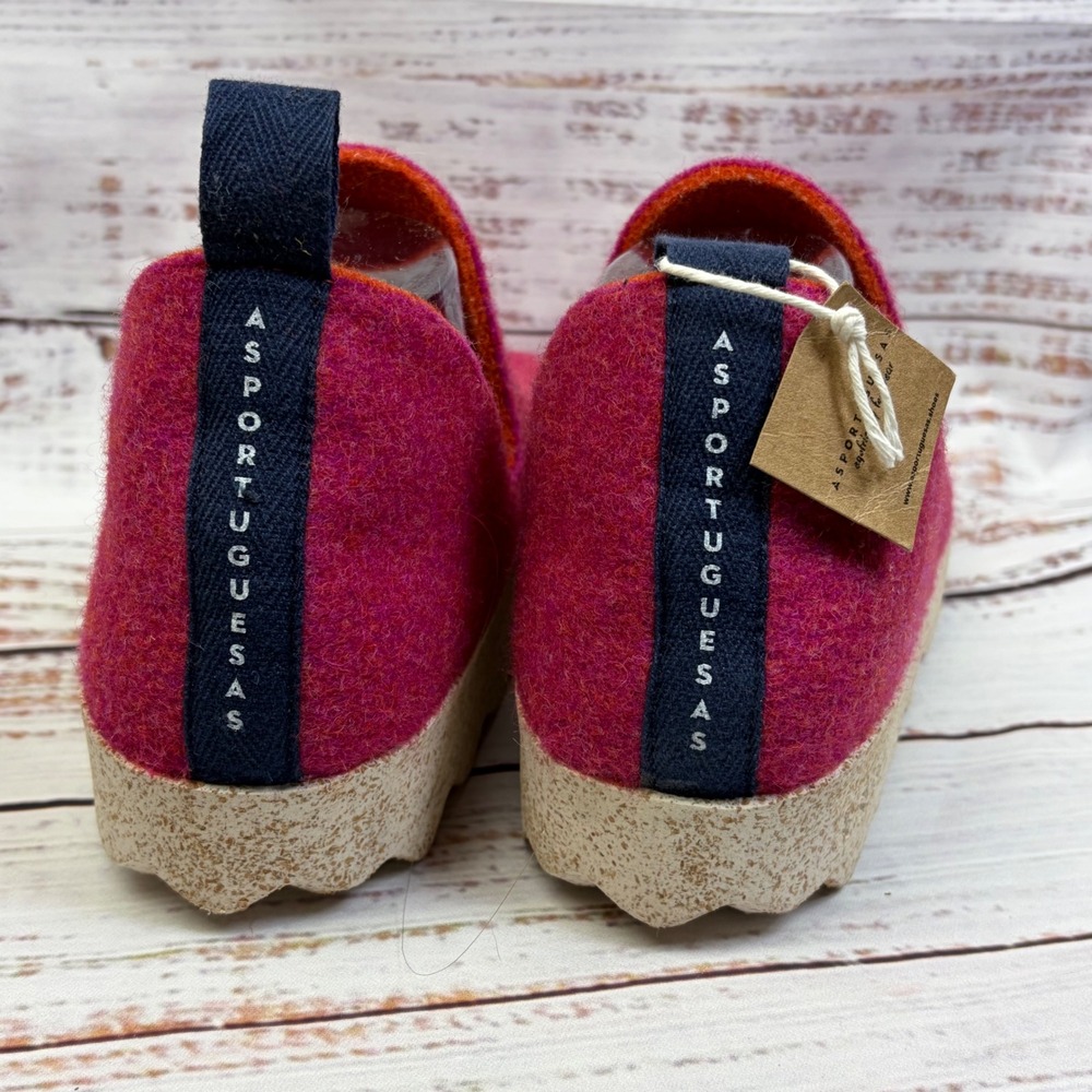 Asportuguesas City Fuchsia Pink Wool Felt Cork Platform Slip On Shoes size 7 NWT - Picture 5 of 10